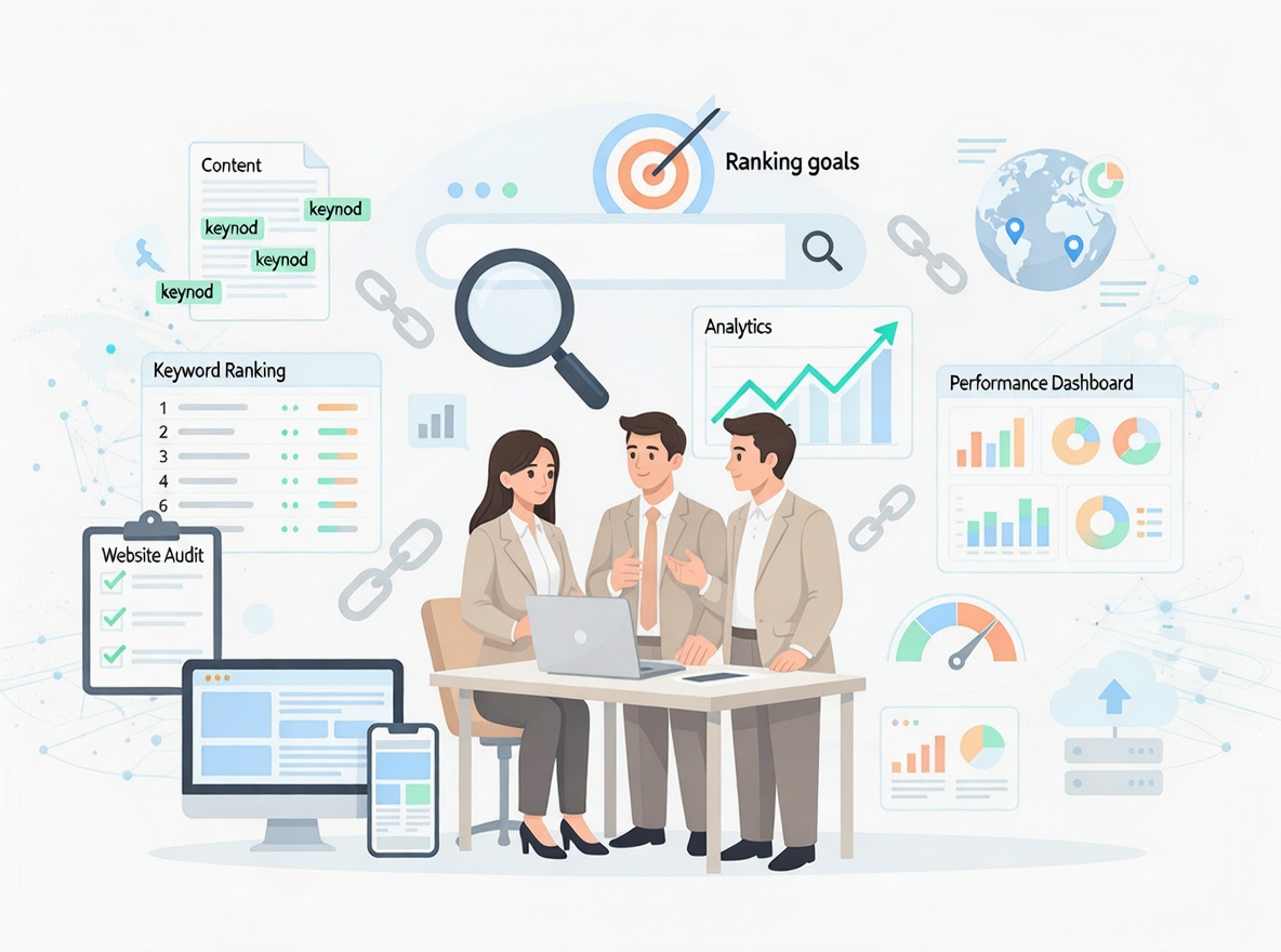 SEO and content strategy abstract background